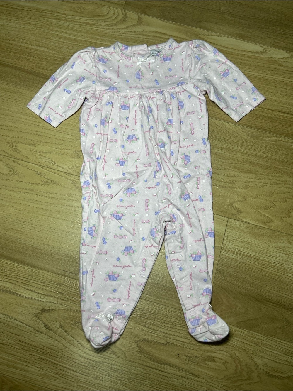 Vitamins Baby Pink Cupcake Print Footed One-Piece
